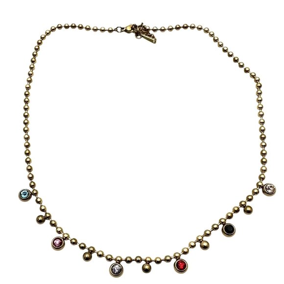 Multicolor Crystal 18K Gold Plated Stainless Steel Necklace Perfect Layering - Picture 2 of 6